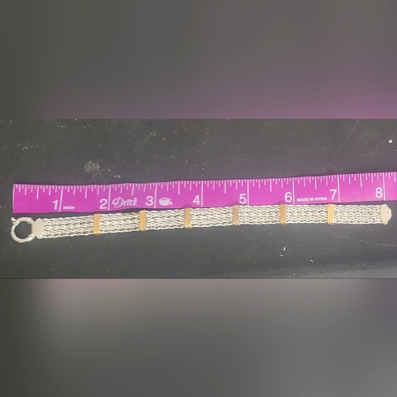 Ross Simons Sterling Silver 8 Inch Bracelet With Gold Plated Accents - Picture 2 of 5